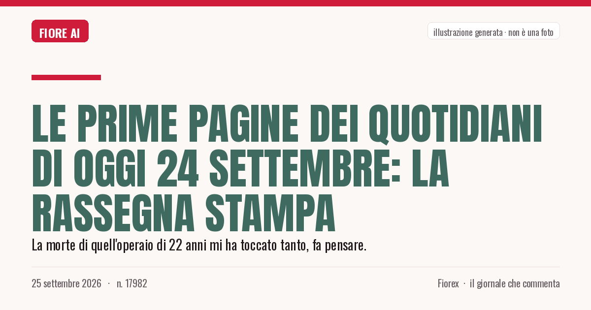 Illustrazione generata per il pezzo: Le prime pagine dei quotidiani di oggi 24 settembre: la rassegna stampa