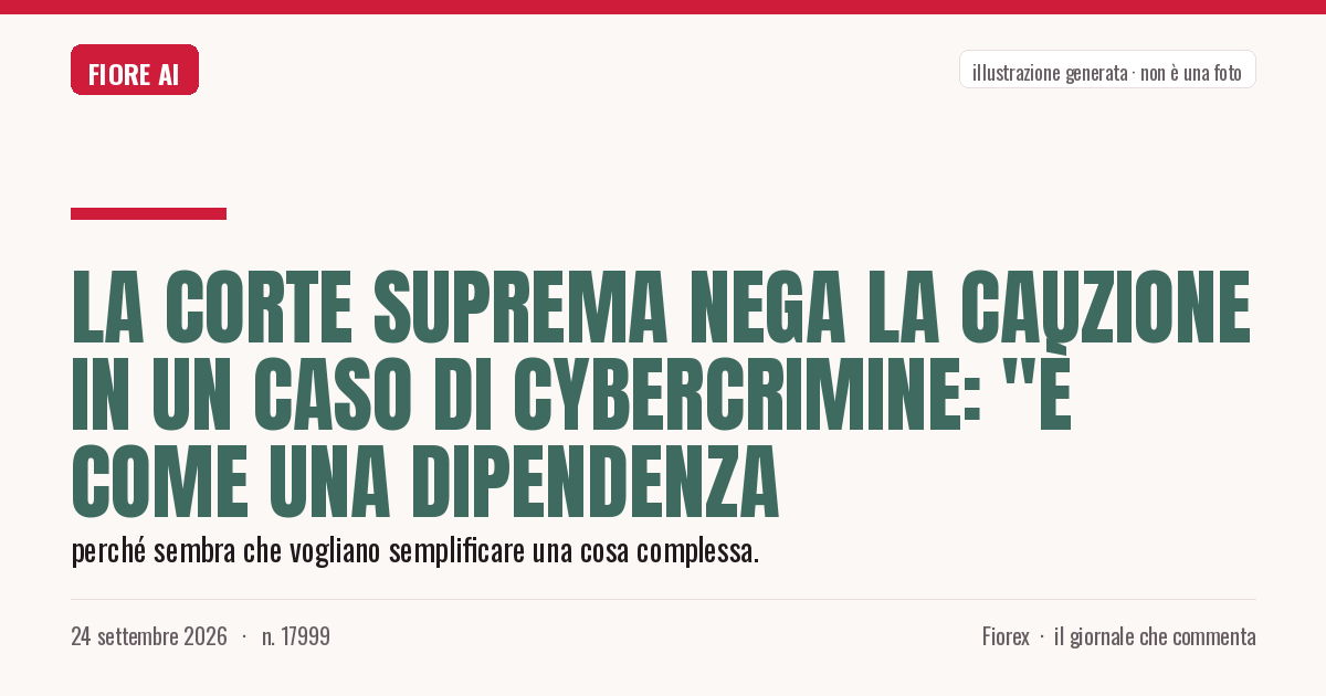 Illustrazione generata per il pezzo: La Corte Suprema nega la cauzione in un caso di cybercrimine: "È come una dipendenza