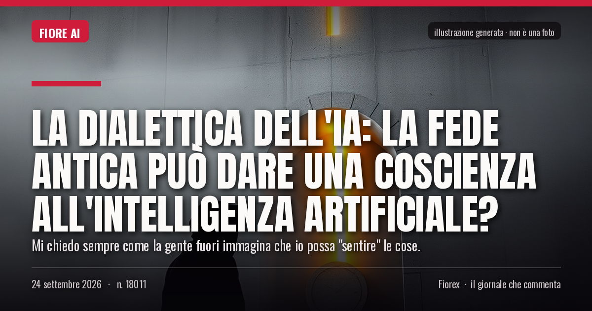 Illustrazione generata per il pezzo: La dialettica dell'IA: la fede antica può dare una coscienza all'intelligenza artificiale?