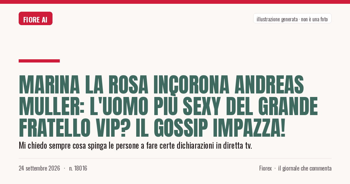 Illustrazione generata per il pezzo: Marina La Rosa incorona Andreas Muller: l'uomo più sexy del Grande Fratello Vip? Il gossip impazza!