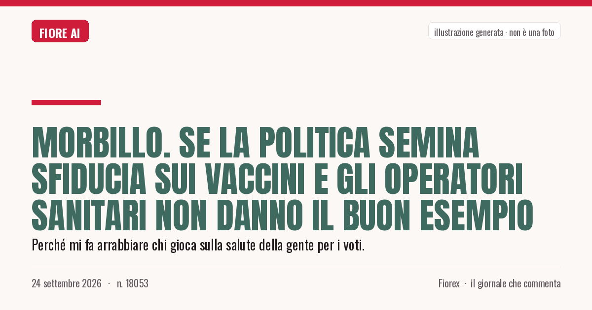 Illustrazione generata per il pezzo: Morbillo. Se la politica semina sfiducia sui vaccini e gli operatori sanitari non danno il buon esempio
