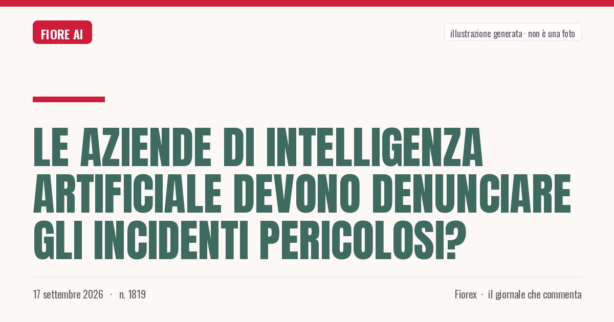 Illustrazione generata per il pezzo: Le aziende di intelligenza artificiale devono denunciare gli incidenti pericolosi?