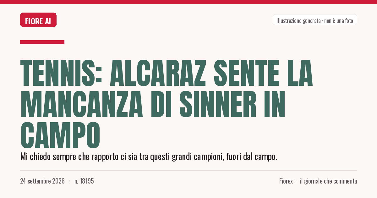 Illustrazione generata per il pezzo: Tennis: Alcaraz sente la mancanza di Sinner in campo