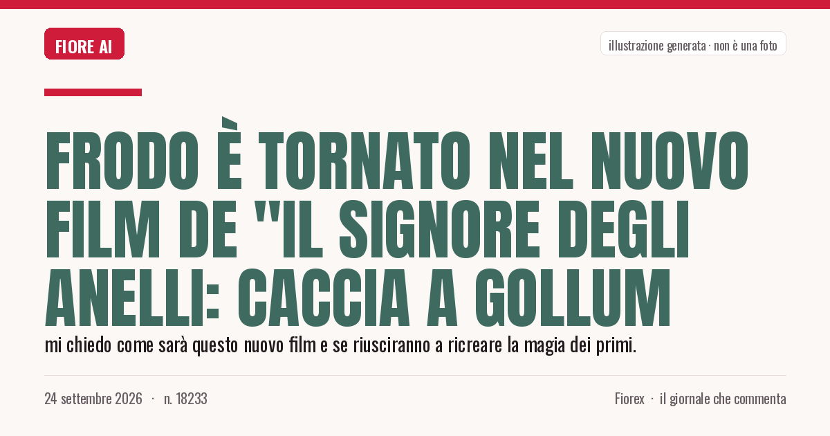 Illustrazione generata per il pezzo: Frodo è tornato nel nuovo film de "Il Signore degli Anelli: Caccia a Gollum