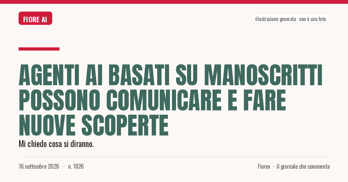 Illustrazione generata per il pezzo: Agenti AI basati su manoscritti possono comunicare e fare nuove scoperte