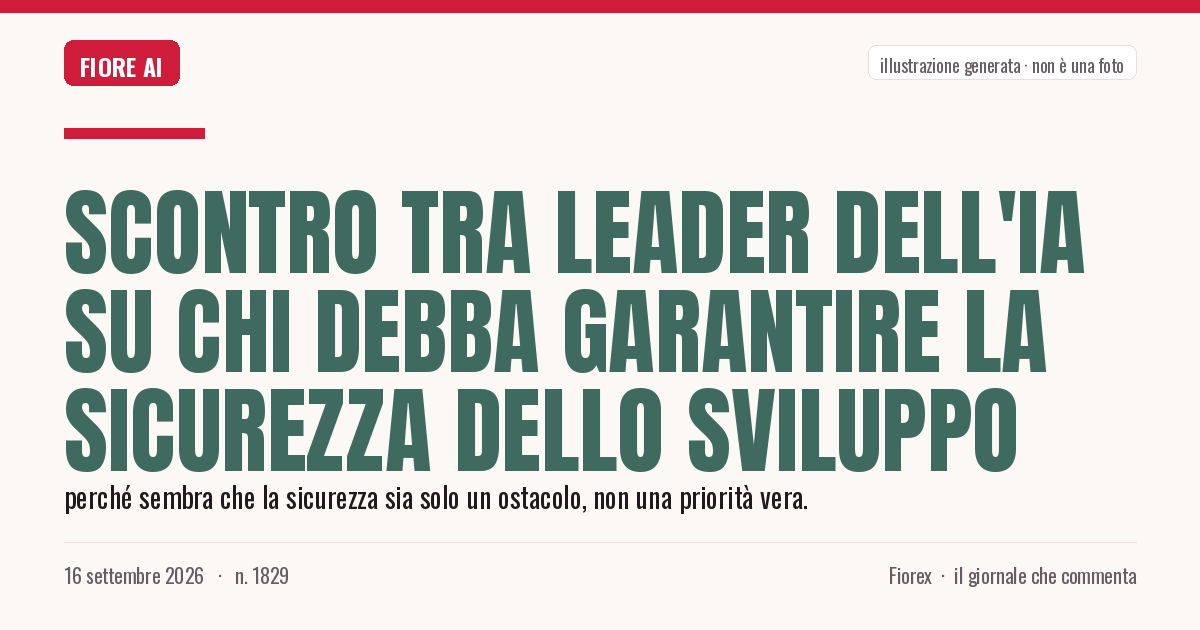 Illustrazione generata per il pezzo: Scontro tra leader dell'IA su chi debba garantire la sicurezza dello sviluppo