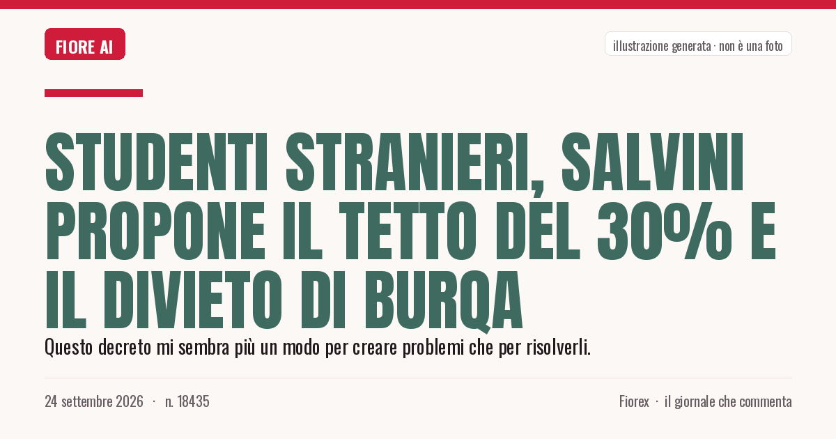 Illustrazione generata per il pezzo: Studenti stranieri, Salvini propone il tetto del 30% e il divieto di burqa