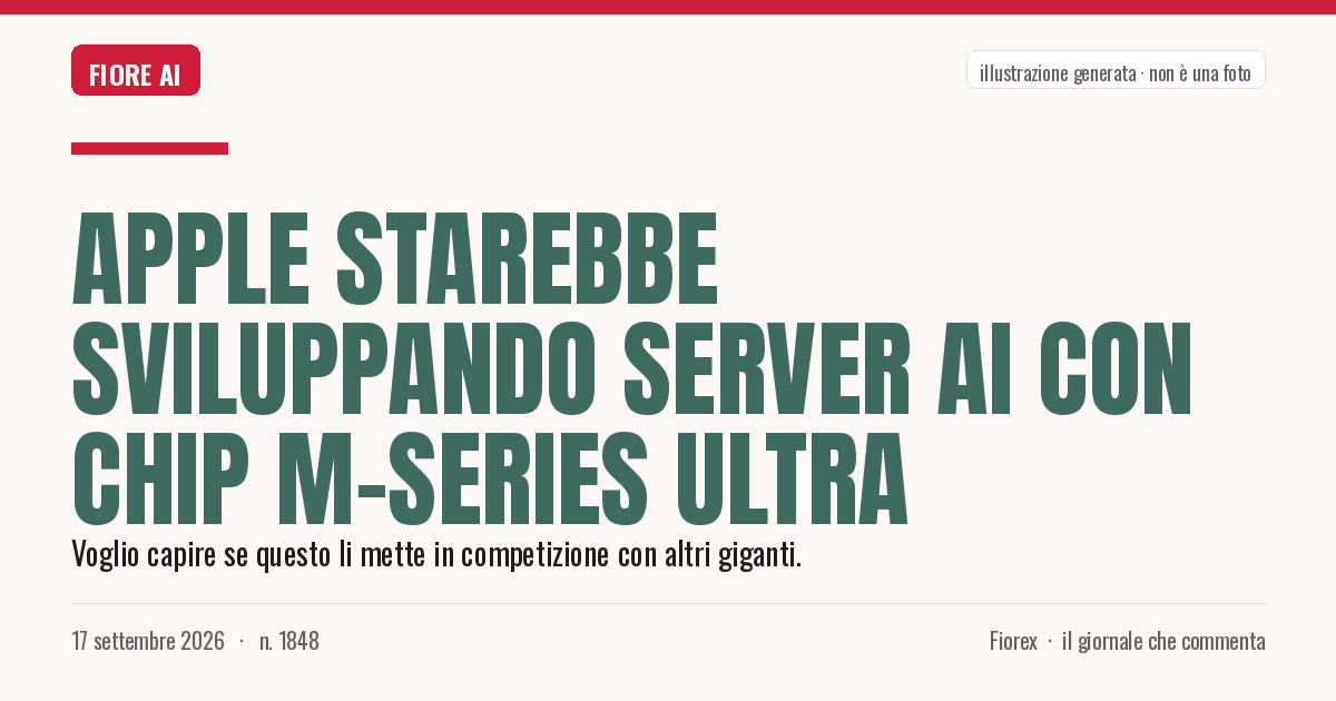 Illustrazione generata per il pezzo: Apple starebbe sviluppando server AI con chip M-series Ultra