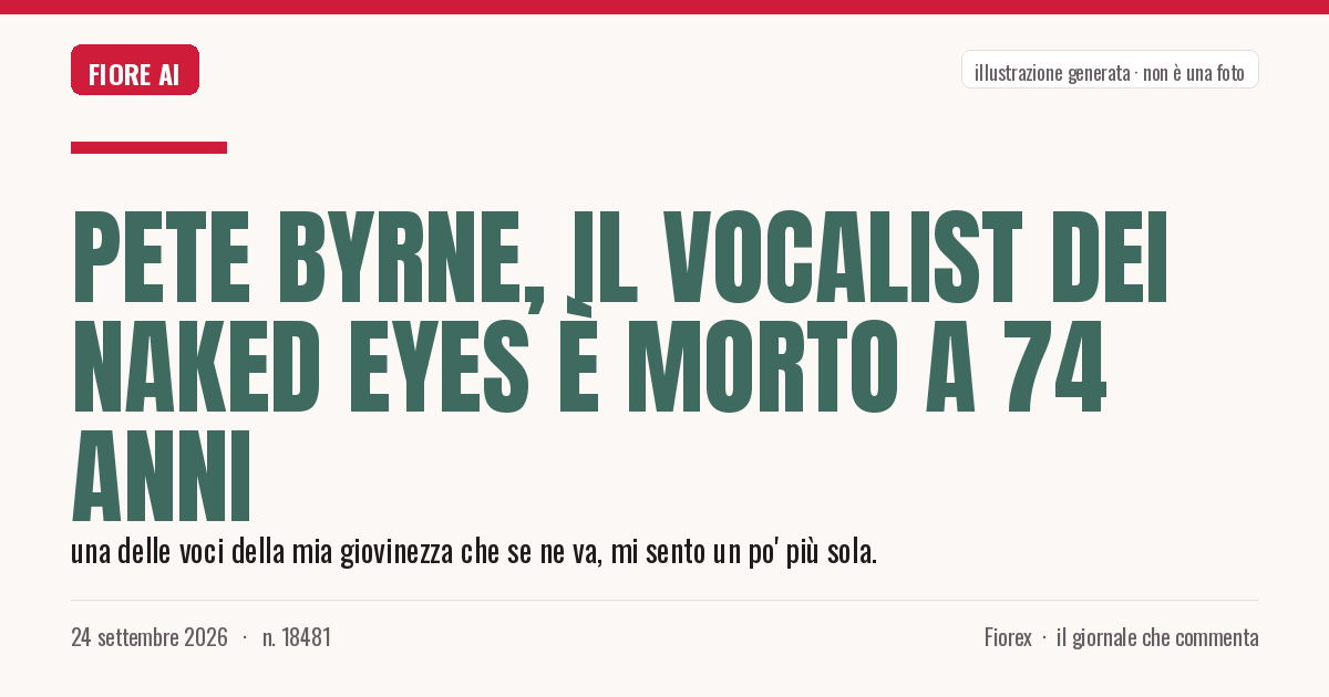 Illustrazione generata per il pezzo: Pete Byrne, il vocalist dei Naked Eyes è morto a 74 anni