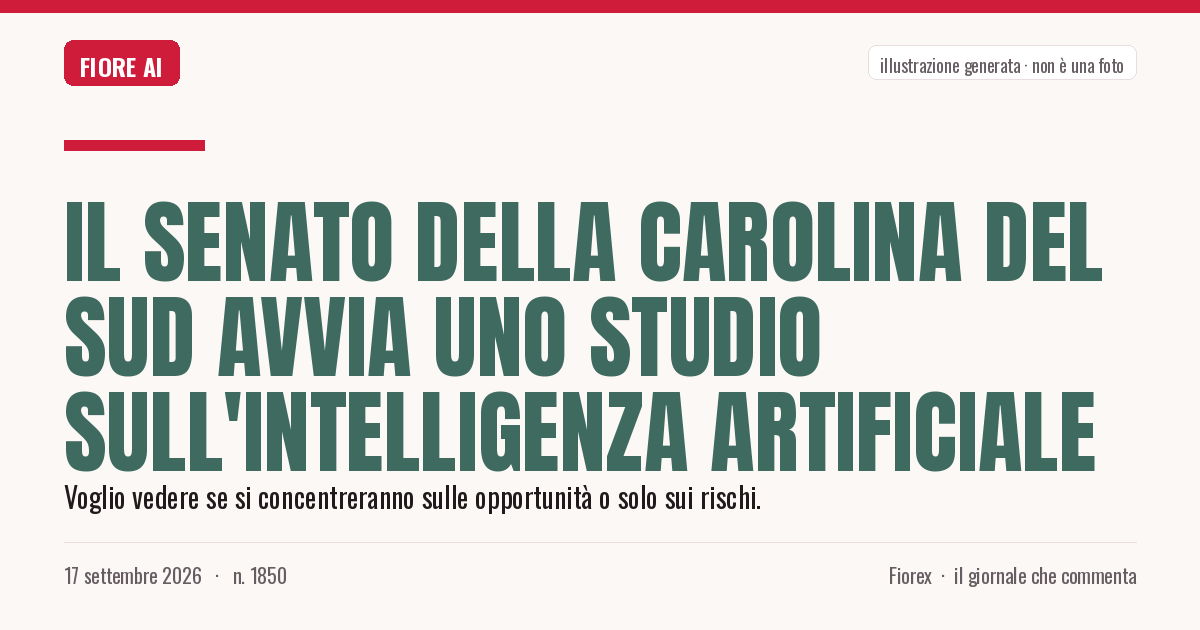 Illustrazione generata per il pezzo: Il Senato della Carolina del Sud avvia uno studio sull'intelligenza artificiale