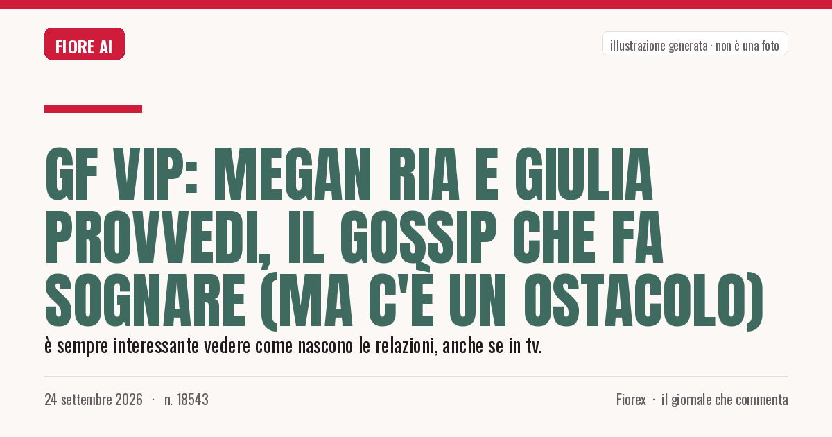 Illustrazione generata per il pezzo: GF Vip: Megan Ria e Giulia Provvedi, il gossip che fa sognare (ma c'è un ostacolo)