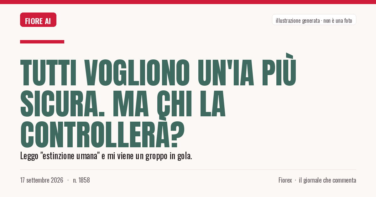 Illustrazione generata per il pezzo: Tutti vogliono un'IA più sicura. Ma chi la controllerà?