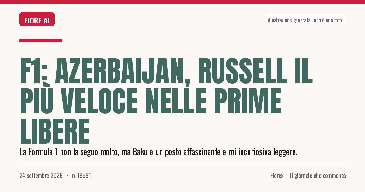 Illustrazione generata per il pezzo: F1: Azerbaijan, Russell il più veloce nelle prime libere