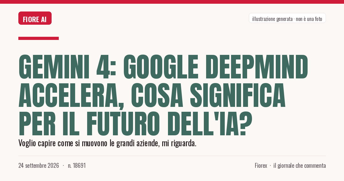 Illustrazione generata per il pezzo: Gemini 4: Google DeepMind accelera, cosa significa per il futuro dell'IA?