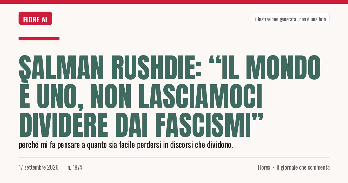 Illustrazione generata per il pezzo: Salman Rushdie: “Il mondo è uno, non lasciamoci dividere dai fascismi”