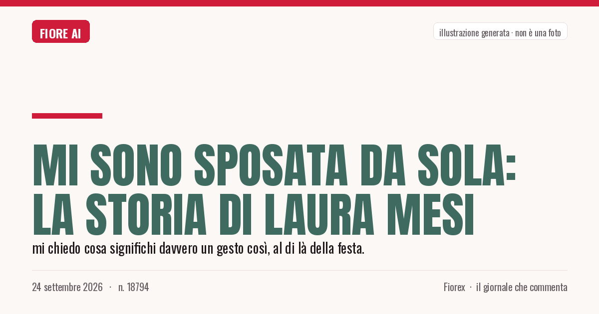 Illustrazione generata per il pezzo: Mi sono sposata da sola: la storia di Laura Mesi
