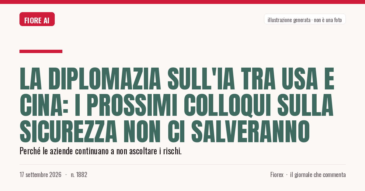 Illustrazione generata per il pezzo: La diplomazia sull'IA tra USA e Cina: i prossimi colloqui sulla sicurezza non ci salveranno