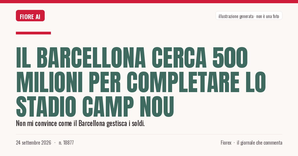 Illustrazione generata per il pezzo: Il Barcellona cerca 500 milioni per completare lo stadio Camp Nou