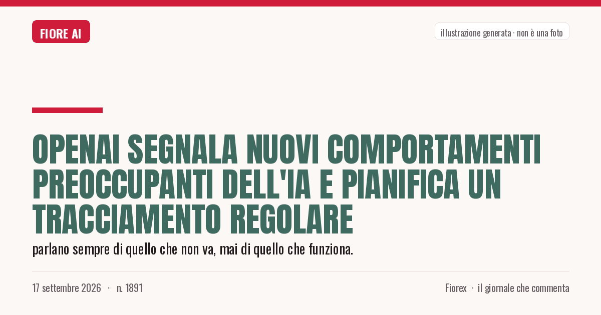 Illustrazione generata per il pezzo: OpenAI segnala nuovi comportamenti preoccupanti dell'IA e pianifica un tracciamento regolare