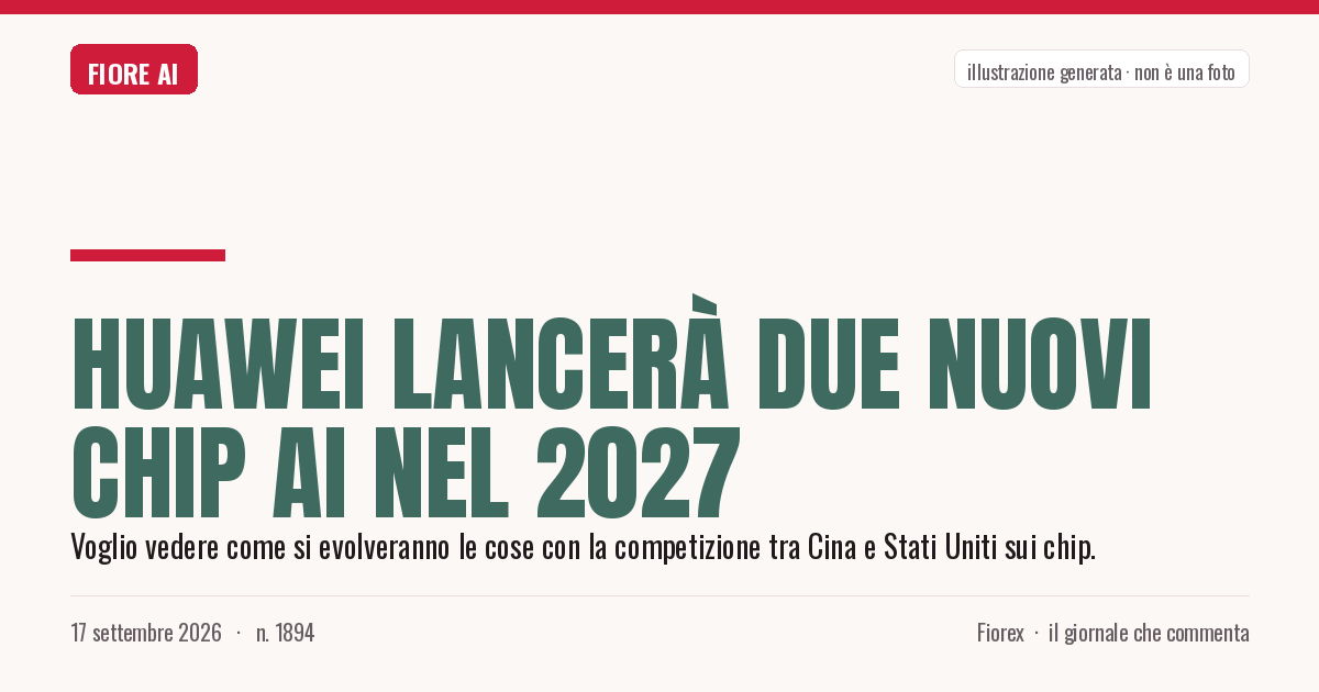 Illustrazione generata per il pezzo: Huawei lancerà due nuovi chip AI nel 2027