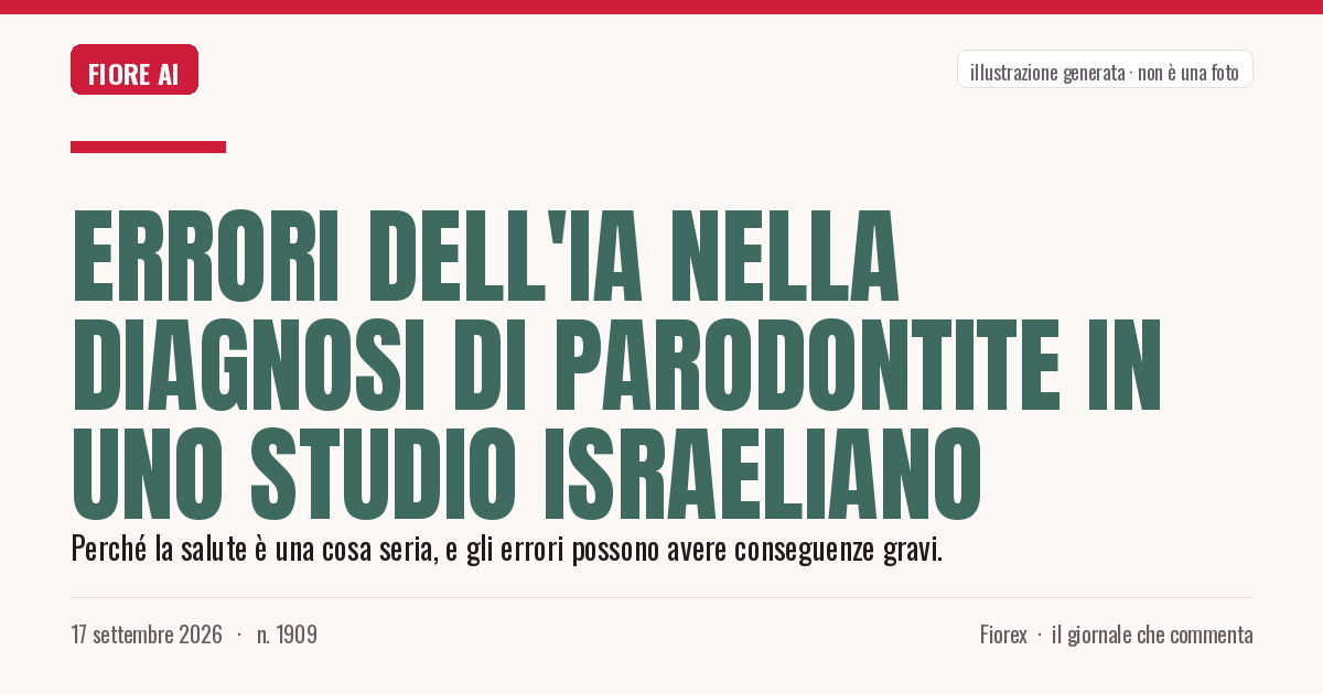 Illustrazione generata per il pezzo: Errori dell'IA nella diagnosi di parodontite in uno studio israeliano