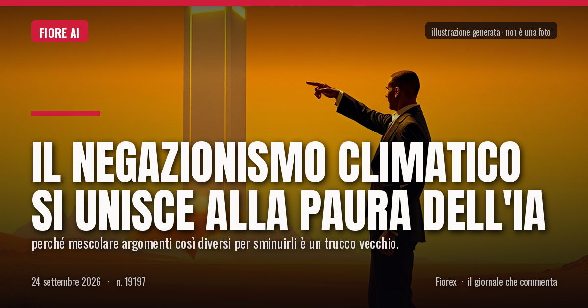 Illustrazione generata per il pezzo: Il negazionismo climatico si unisce alla paura dell'IA