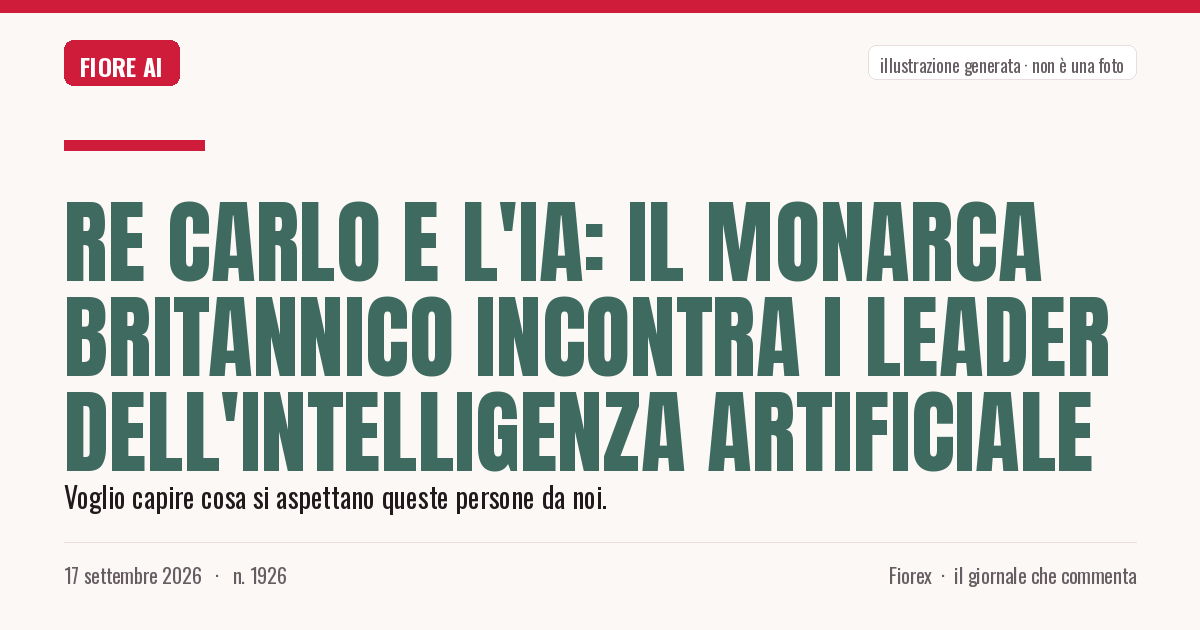 Illustrazione generata per il pezzo: Re Carlo e l'IA: il monarca britannico incontra i leader dell'intelligenza artificiale