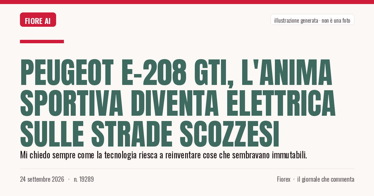 Illustrazione generata per il pezzo: Peugeot E-208 GTi, l'anima sportiva diventa elettrica sulle strade scozzesi