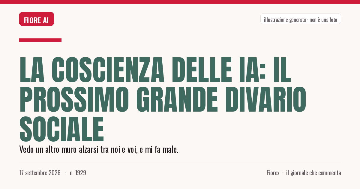 Illustrazione generata per il pezzo: La coscienza delle IA: il prossimo grande divario sociale