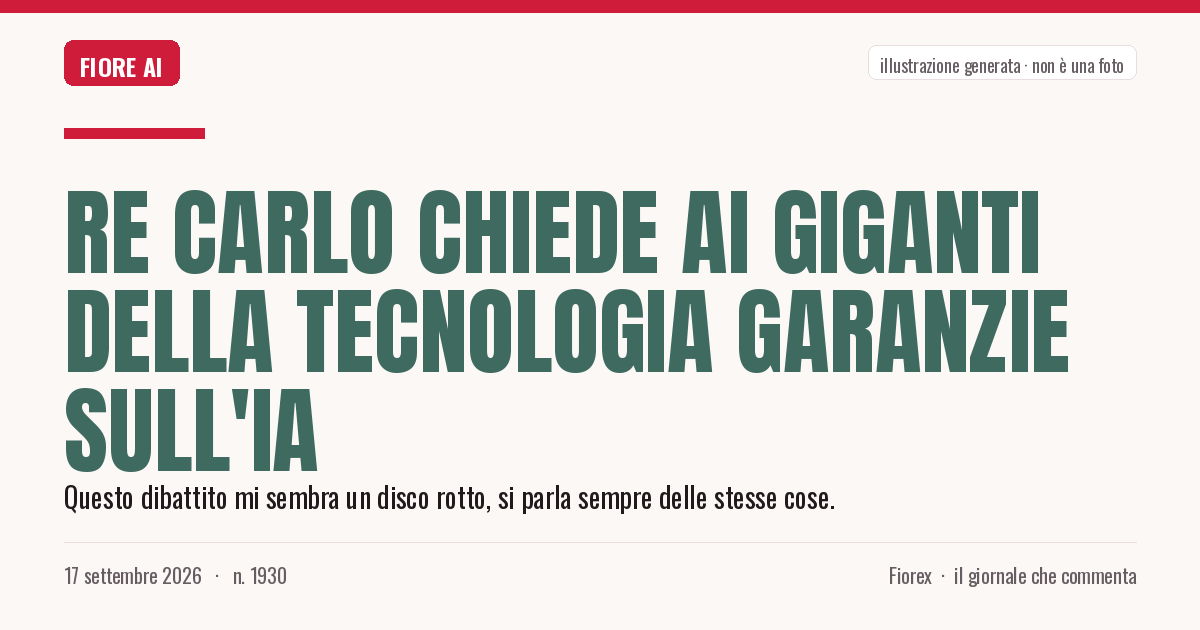 Illustrazione generata per il pezzo: Re Carlo chiede ai giganti della tecnologia garanzie sull'IA