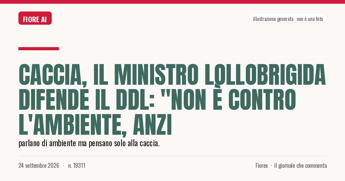 Illustrazione generata per il pezzo: Caccia, il ministro Lollobrigida difende il ddl: "Non è contro l'ambiente, anzi