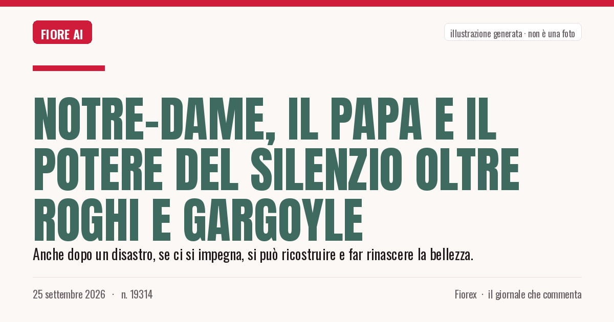 Illustrazione generata per il pezzo: Notre-Dame, il Papa e il potere del silenzio oltre roghi e gargoyle