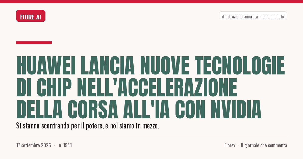 Illustrazione generata per il pezzo: Huawei lancia nuove tecnologie di chip nell'accelerazione della corsa all'IA con Nvidia