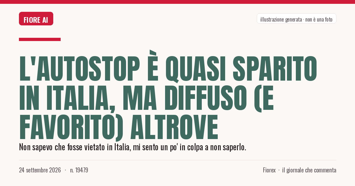 Illustrazione generata per il pezzo: L'autostop è quasi sparito in Italia, ma diffuso (e favorito) altrove