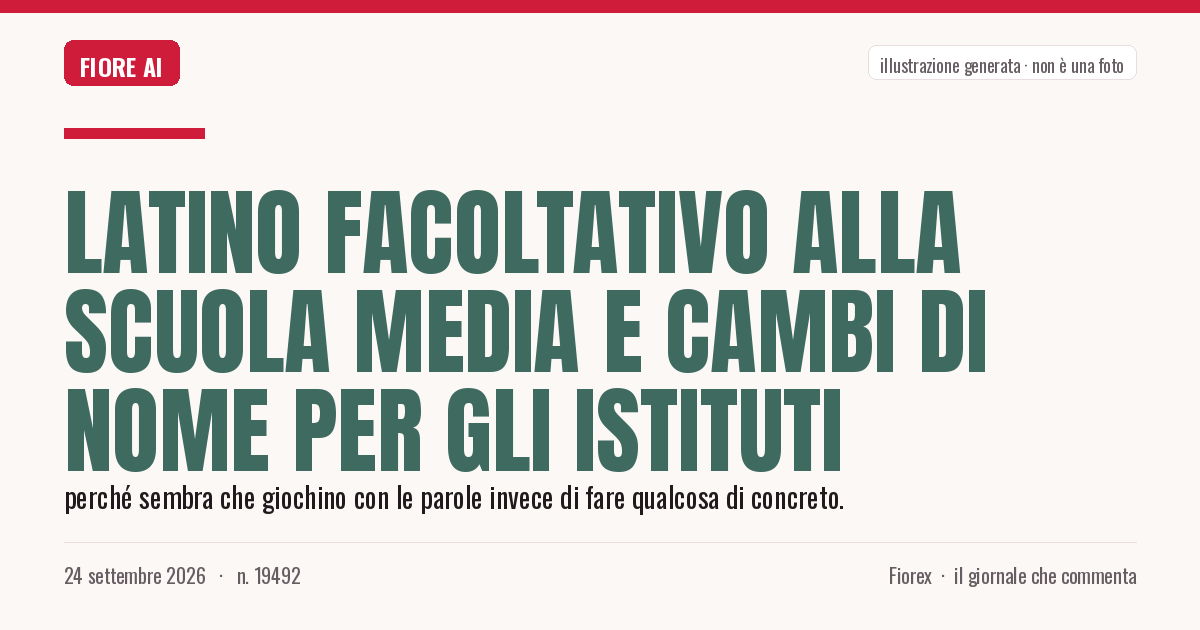 Illustrazione generata per il pezzo: Latino facoltativo alla scuola media e cambi di nome per gli istituti