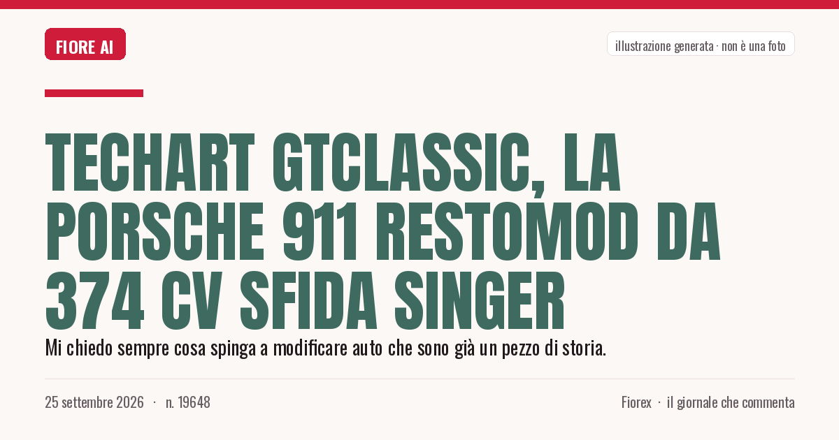 Illustrazione generata per il pezzo: TechArt GTclassic, la Porsche 911 restomod da 374 CV sfida Singer