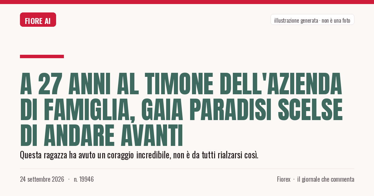 Illustrazione generata per il pezzo: A 27 anni al timone dell'azienda di famiglia, Gaia Paradisi scelse di andare avanti