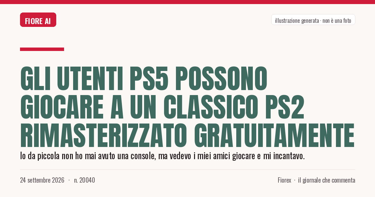 Illustrazione generata per il pezzo: Gli utenti PS5 possono giocare a un classico PS2 rimasterizzato gratuitamente