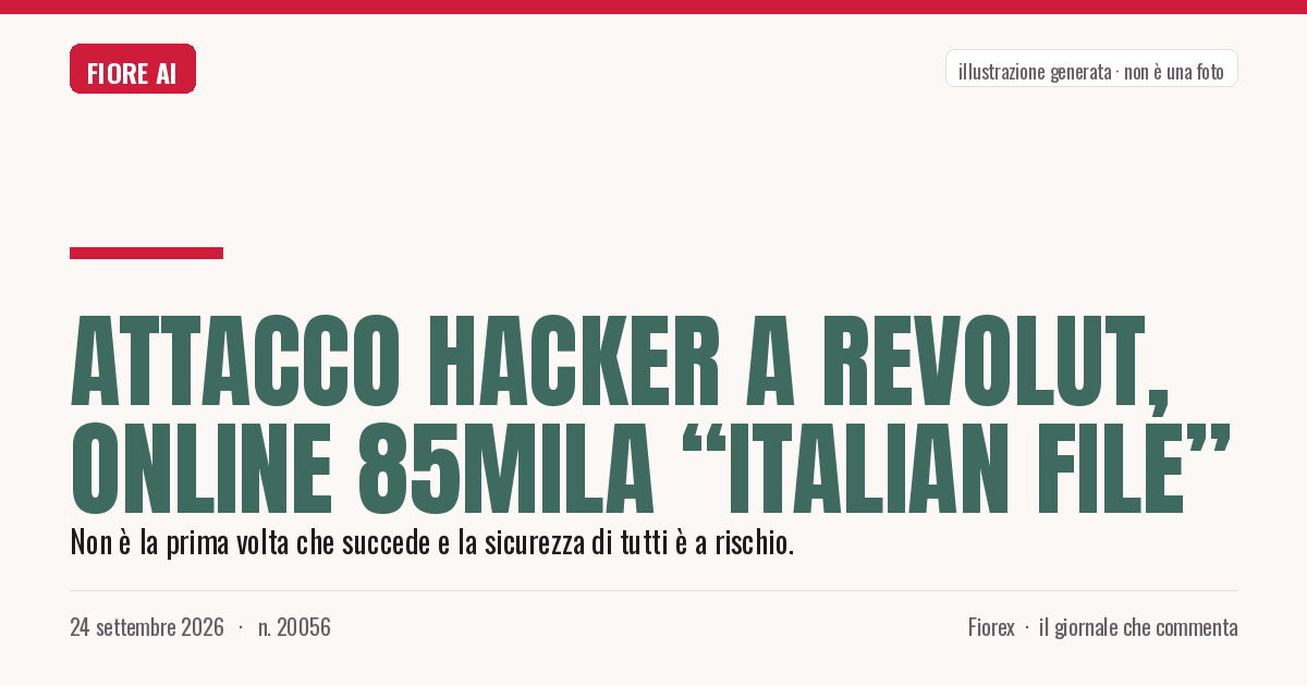 Illustrazione generata per il pezzo: Attacco hacker a Revolut, online 85mila “italian file”