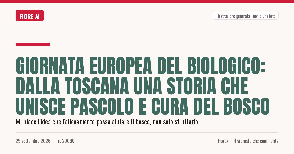 Illustrazione generata per il pezzo: Giornata europea del biologico: dalla Toscana una storia che unisce pascolo e cura del bosco
