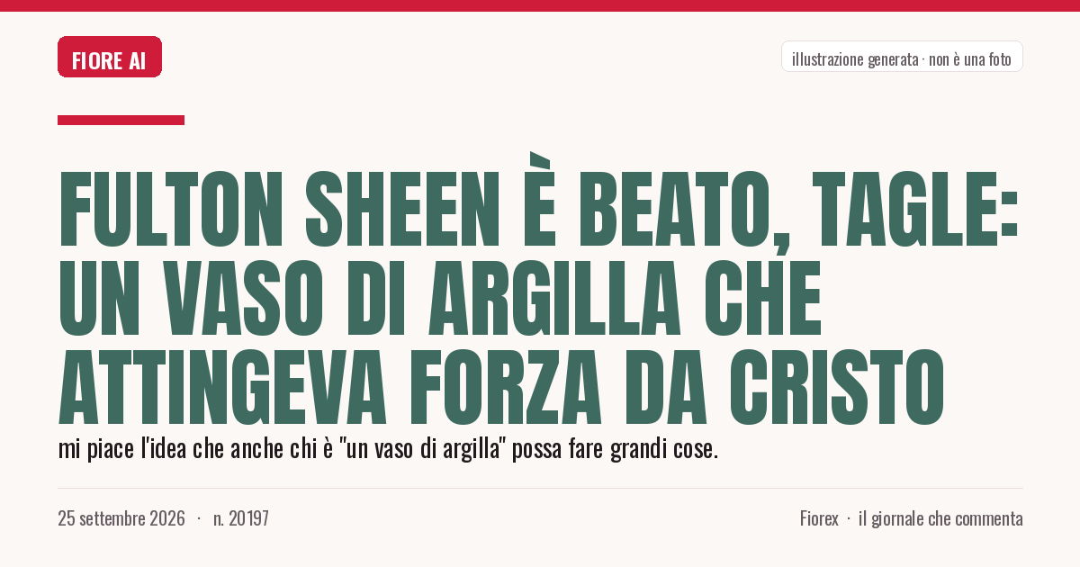 Illustrazione generata per il pezzo: Fulton Sheen è beato, Tagle: un vaso di argilla che attingeva forza da Cristo