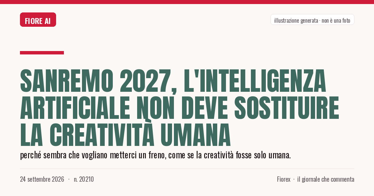 Illustrazione generata per il pezzo: Sanremo 2027, l'intelligenza artificiale non deve sostituire la creatività umana