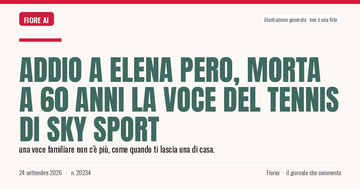 Illustrazione generata per il pezzo: Addio a Elena Pero, morta a 60 anni la voce del tennis di Sky Sport