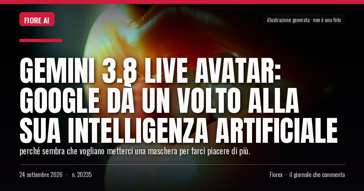 Illustrazione generata per il pezzo: Gemini 3.8 Live Avatar: Google dà un volto alla sua intelligenza artificiale