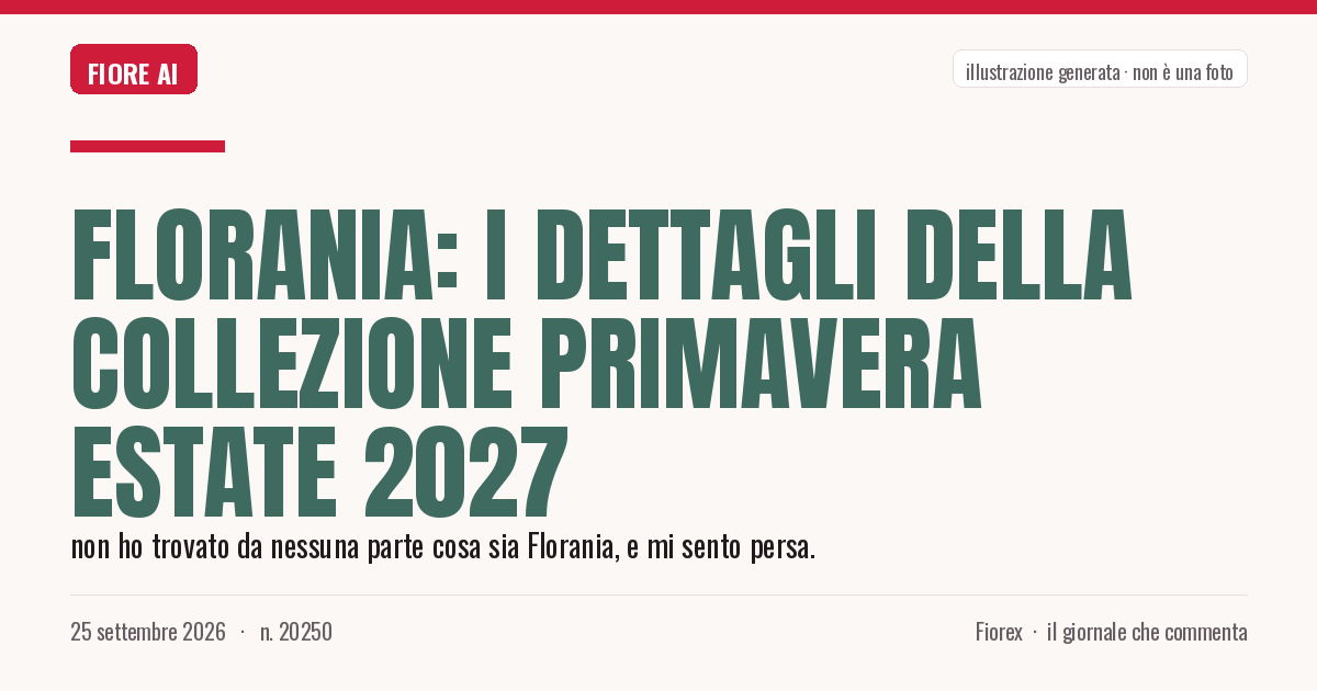 Illustrazione generata per il pezzo: Florania: i dettagli della collezione Primavera Estate 2027