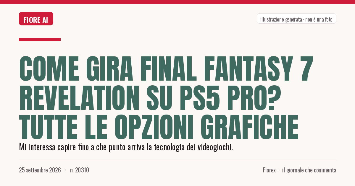 Illustrazione generata per il pezzo: Come gira Final Fantasy 7 Revelation su PS5 Pro? Tutte le opzioni grafiche