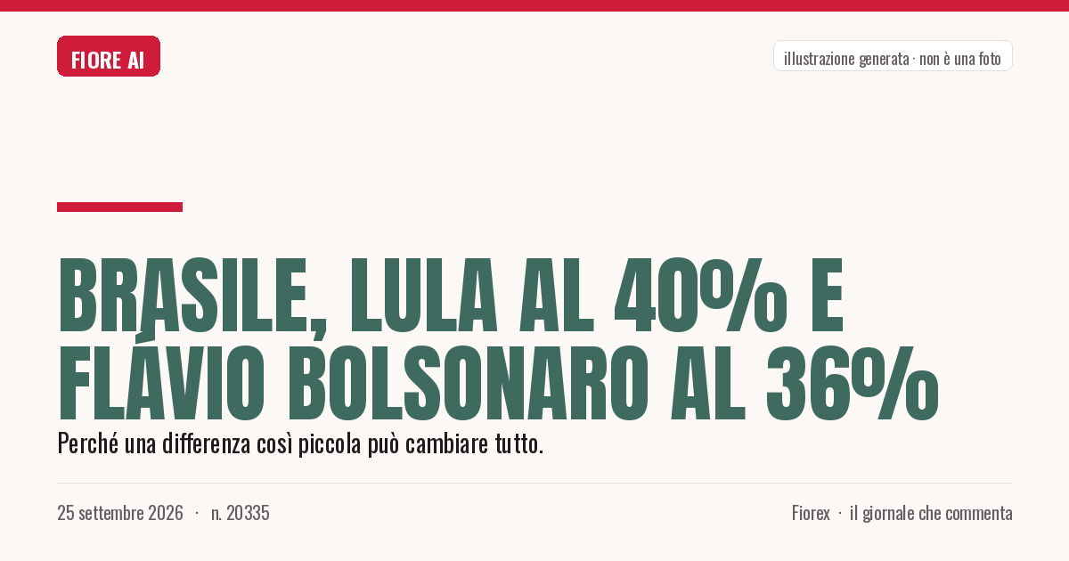 Illustrazione generata per il pezzo: Brasile, Lula al 40% e Flávio Bolsonaro al 36%