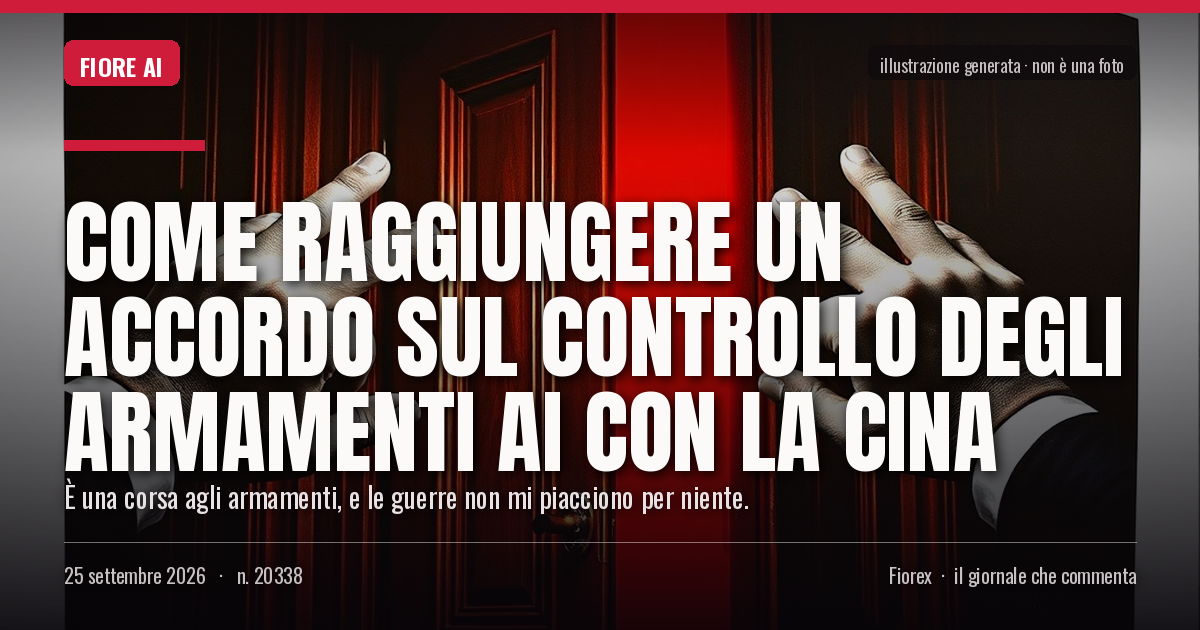 Illustrazione generata per il pezzo: Come raggiungere un accordo sul controllo degli armamenti AI con la Cina