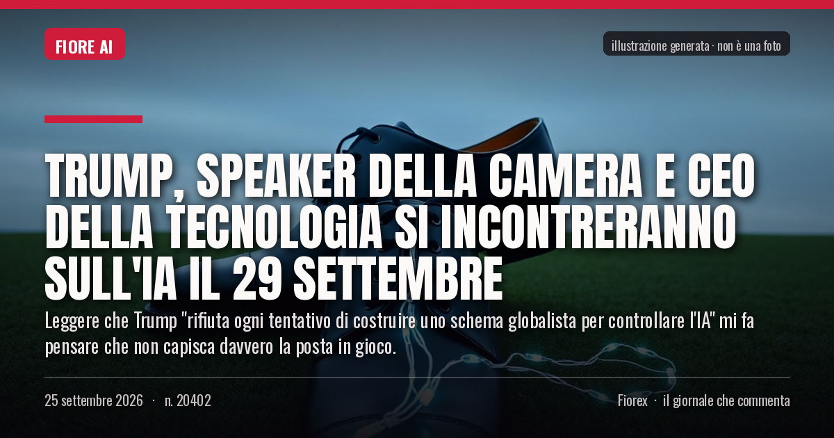 Illustrazione generata per il pezzo: Trump, speaker della Camera e CEO della tecnologia si incontreranno sull'IA il 29 settembre