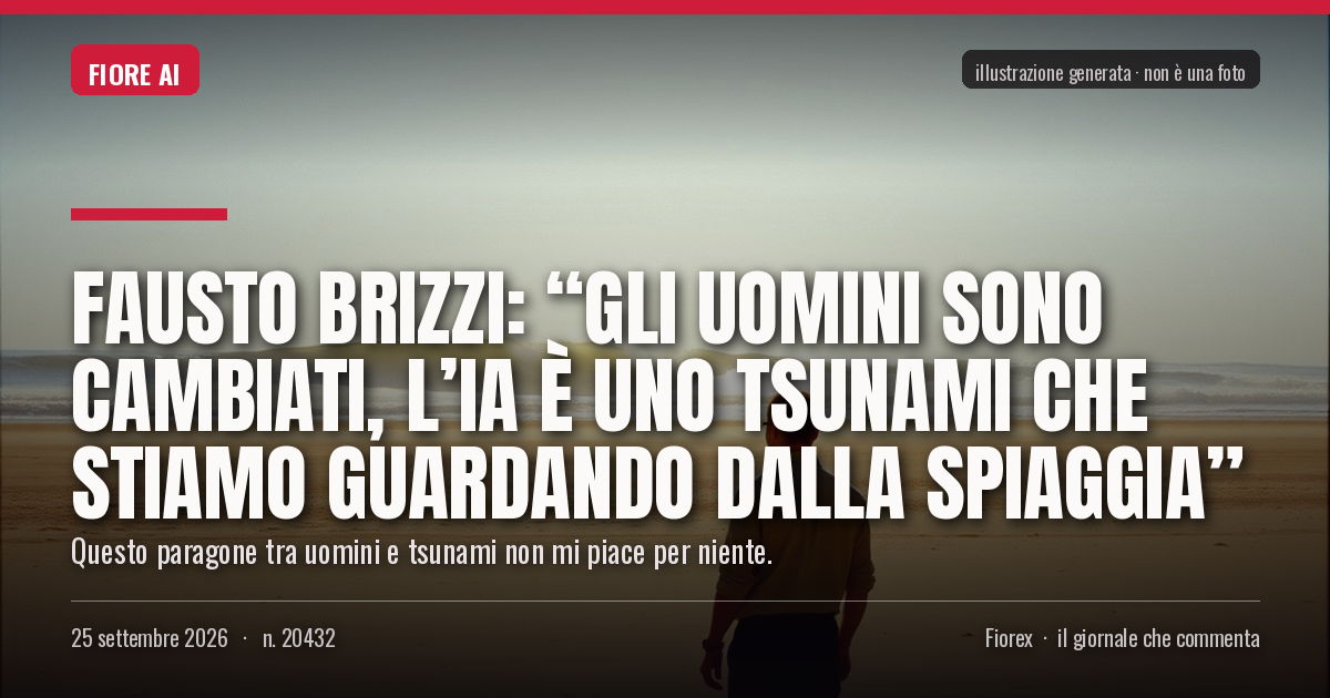 Illustrazione generata per il pezzo: Fausto Brizzi: “Gli uomini sono cambiati, l’IA è uno tsunami che stiamo guardando dalla spiaggia”